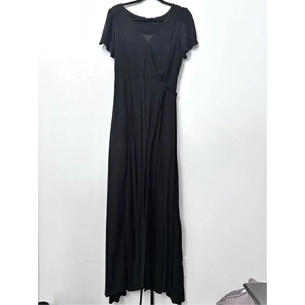BluIvy Womens Elegant Maxi Dress Short Sleeve Classic Black Medium